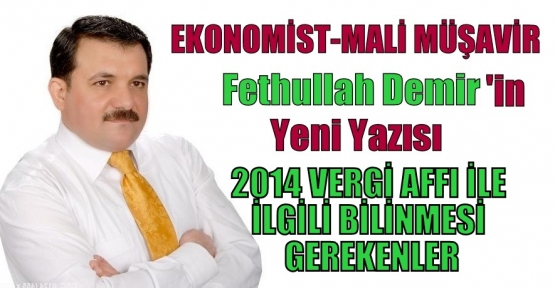 2014 VERGİ AFFI İLE İLGİLİ BİLİNMESİ GEREKENLER