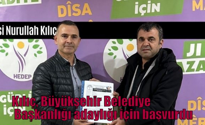 Kılıç, Büyükşehir Belediye Başkanlığı adaylığı için başvurdu