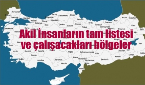 Akil İnsanların tam listesi ve çalışacakları bölgeler 