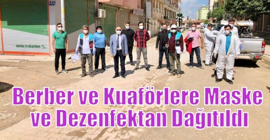 Berber ve Kuaförlere Maske ve Dezenfektan Dağıtıldı