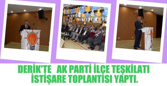 DERİK KÜLTÜR SARAYI'NDA  AK PARTİ İLÇE TEŞKİLATI İSTİŞARE TOPLANTISI YAPTI.