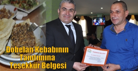 Dobelan Kebabının Tanıtımına Teşekkür Belgesi