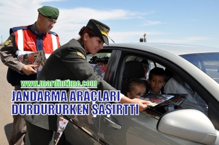  JANDARMA  ARAÇLARI DURDURURKEN ŞAŞIRTTI