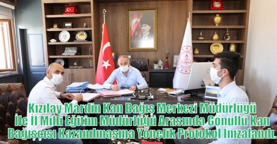 Kızılay Mardin İle İl Milli Eğitim Müdürlüğü  Arasında Protokol İmzalandı. 