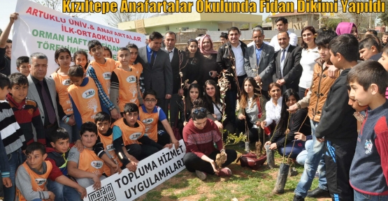 Kızıltepe Anafartalar Okulunda Fidan Dikimi Yapıldı