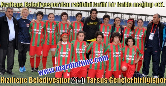 Kızıltepe Belediyespor Bayan Futbol takımı rakibini tarihi bir farkla mağlup etti.