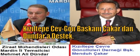 Kızıltepe Çev-Gön Başkanı Çakar’dan Dündar'a Destek.