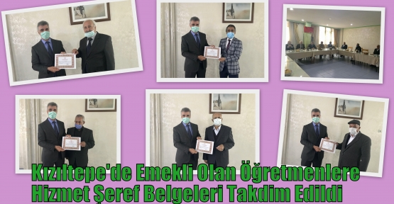 Kızıltepe'de Emekli Olan Öğretmenlere Hizmet Şeref Belgeleri Takdim Edildi