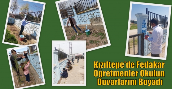 Kızıltepe'de Fedakar Öğretmenler Okulun Duvarlarını Boyadı