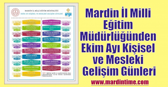 Mardin İl Milli Eğitim Müdürlüğü Ekim Ayı Kişisel ve Mesleki Gelişim Günleri
