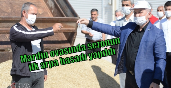 Mardin ovasında sezonun ilk arpa hasadı yapıldı 