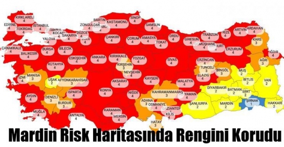 Mardin Risk Haritasında Rengini Korudu