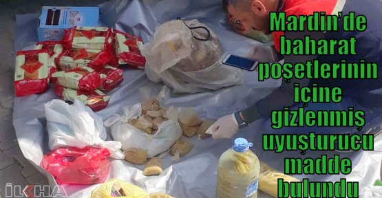 Mardin’de baharat poşetlerinin içine gizlenmiş uyuşturucu madde bulundu 
