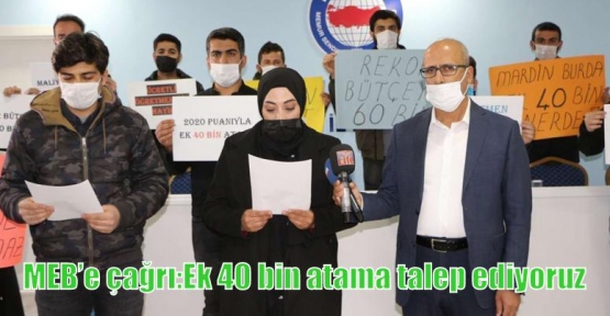 MEB’e çağrı:Ek 40 bin atama talep ediyoruz