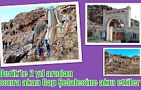 Derik'te 2 yıl aradan sonra akan Gap Şelalesine akın ettiler