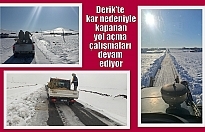 Derik'te kar nedeniyle kapanan yol açma çalışmaları devam ediyor
