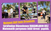 Mehmet Akif inan Ortaokulu tarafından Düzenlenen RAKAMLARIN DİLİ Matematik yarışması ödül töreni yapıldı.
