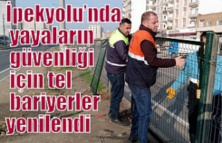 İpekyolu’nda yayaların güvenliği için tel bariyerler...