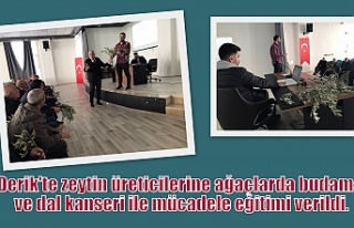 Derik'te zeytin üreticilerine ağaçlarda budama...