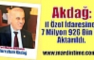 Akdağ: il Özel İdaresine 7 Milyon 926Bin TL Aktarıldı.