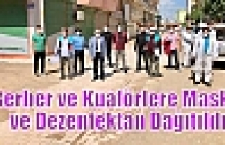 Berber ve Kuaförlere Maske ve Dezenfektan Dağıtıldı