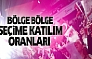 Bölge bölge seçime katılım oranları