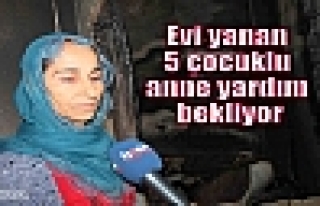 Evi yanan 5 çocuklu anne yardım bekliyor