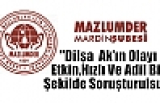 Mardin Mazlum-Der“Dilşa Ak’ın Olayı Etkin,...