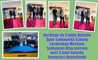 Kızıltepe’de Süleyman Alay anısına  Bilardo Turnuvası Düzenlendi