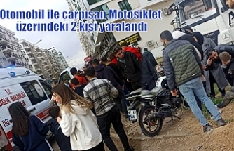 Otomobil ile çarpışan Motosiklet üzerindeki 2 kişi yaralandı