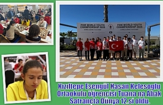 Kızıltepe Satranç sporcusu Tuana Abak, Dünya 12.si oldu