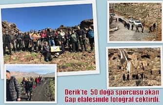 Derik’te 30’u kadın 50 doğa sporcusu yürüyüş yaptı ve 2 yıl aradan sonra akan Gap Şelalesinde fotoğraf çektirdi.