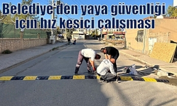 Belediye’den yaya güvenliği için hız kesici çalışması