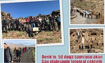 Derik’te 30’u kadın 50 doğa sporcusu yürüyüş yaptı ve 2 yıl aradan sonra akan Gap Şelalesinde fotoğraf çektirdi.